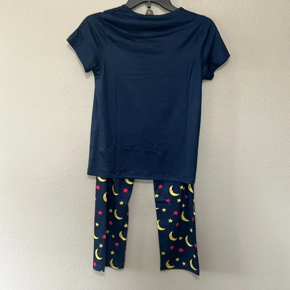 Kids Pajamas Set with Owl and Moon Design 3 Piece Top/bottoms/Shorts sz 13-14 yr
